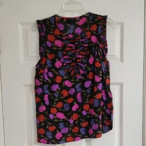 J Crew Floral Sleeveless Top - Black, Red, Purple